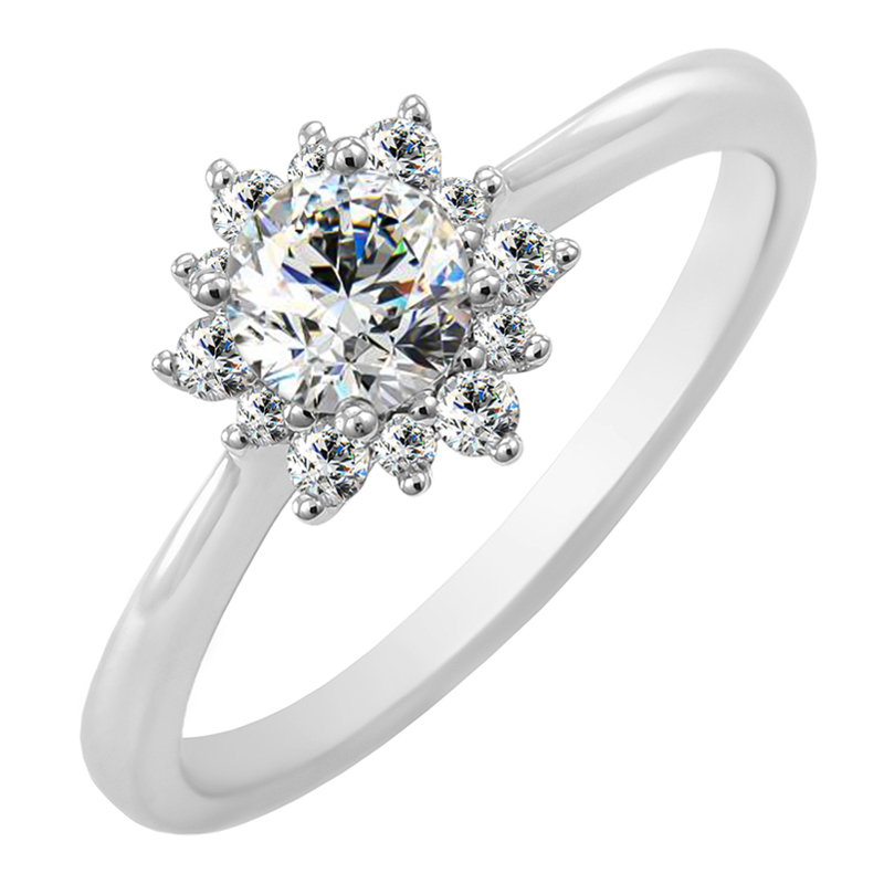 Zásnubní prsten s moissanitem a lab-grown diamanty Condeh