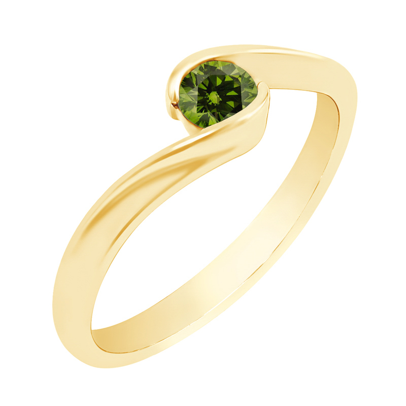 Zlatý zásnubní prsten se zeleným diamantem Sauge