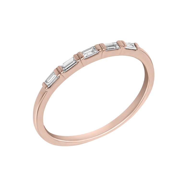 Prsten s lab-grown baguette diamanty a pánský plochý prsten Hari 102205