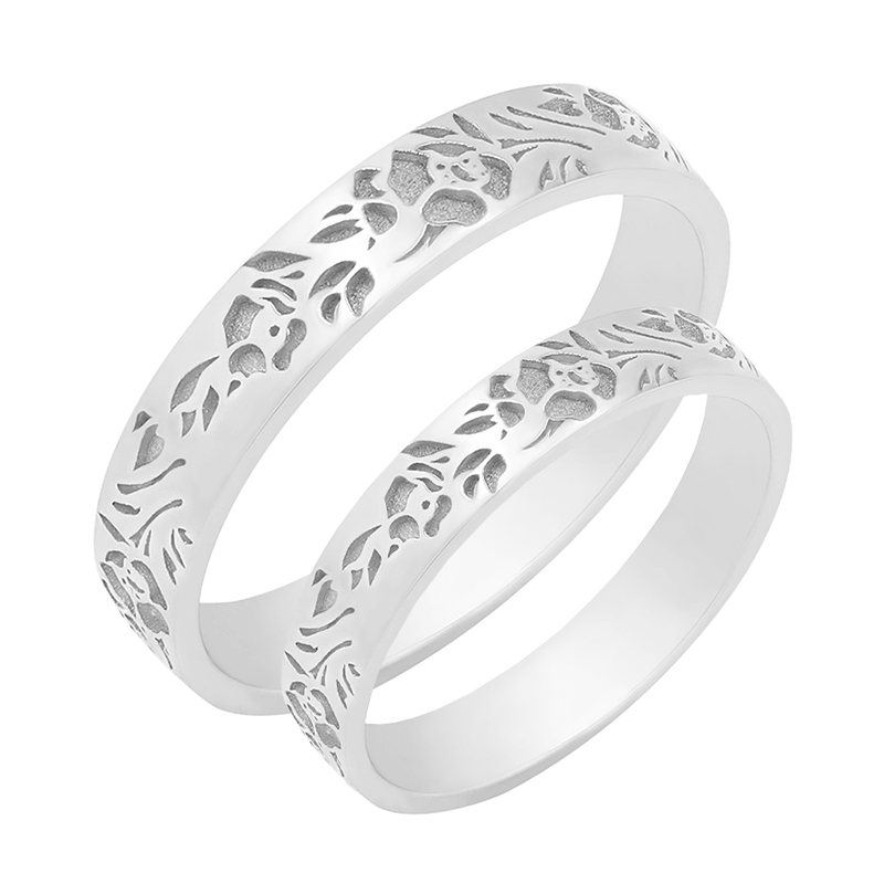 Romantické snubní prsteny s gravírem kytek Rabia 103255