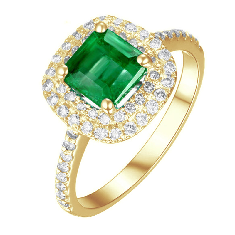 Zlatý diamantový prsten se smaragdem Iggy 104205