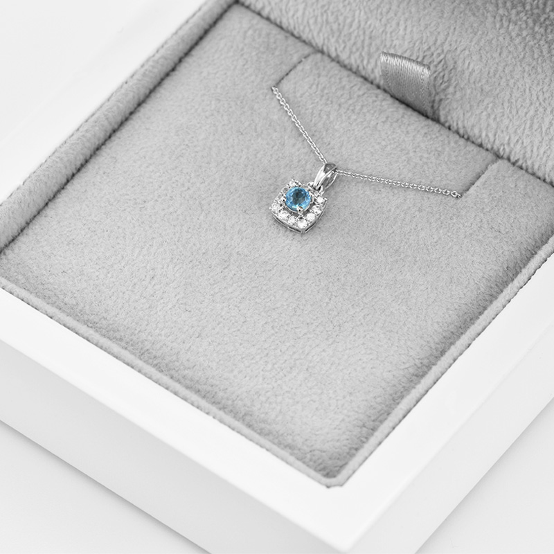 Stříbrný akvamarínový náhrdelník s lab-grown diamanty Cooley 104265