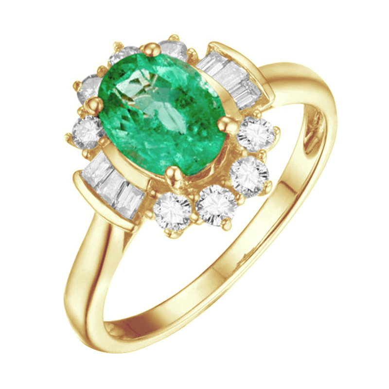 Eppi Zlatý zásnubní prsten s 1.2ct smaragdem a diamanty Kayce R32064
