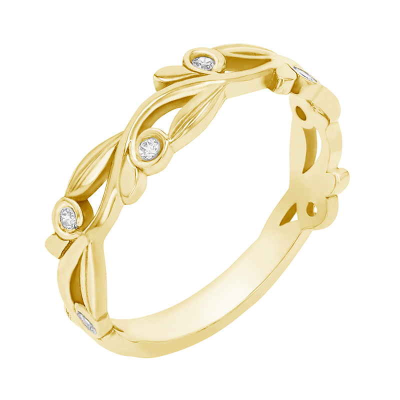 Jemný prsten ve tvaru lístečků s lab-grown diamanty Emery 105675