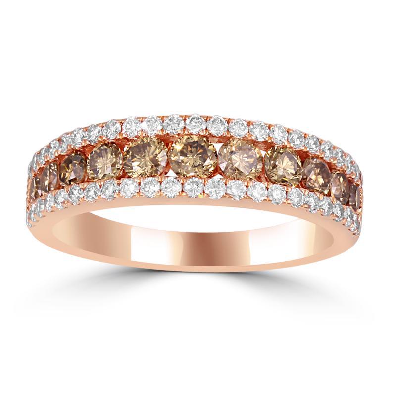 Zlatý prsten s bílými a hnědými diamanty Loila 11345