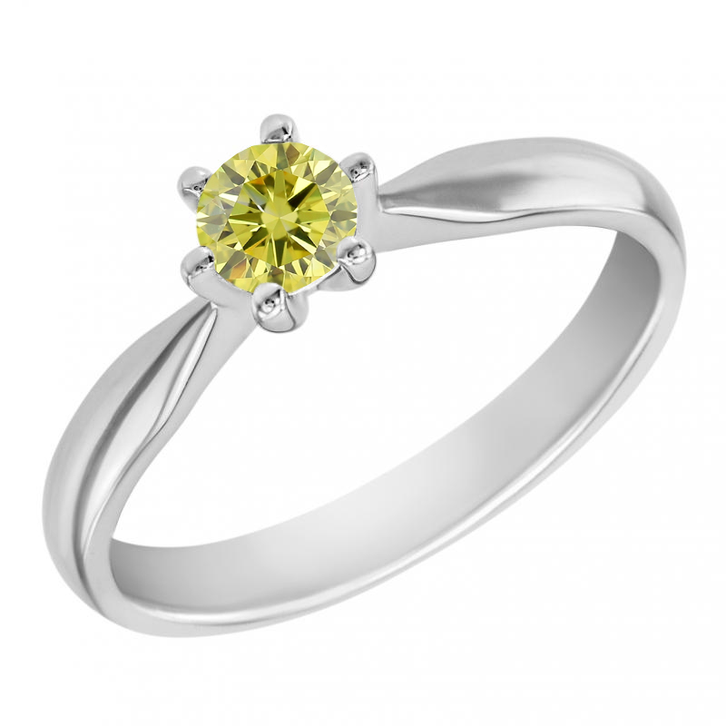 Zásnubní prsten s certifikovaným fancy yellow lab-grown diamantem Iravan 113715