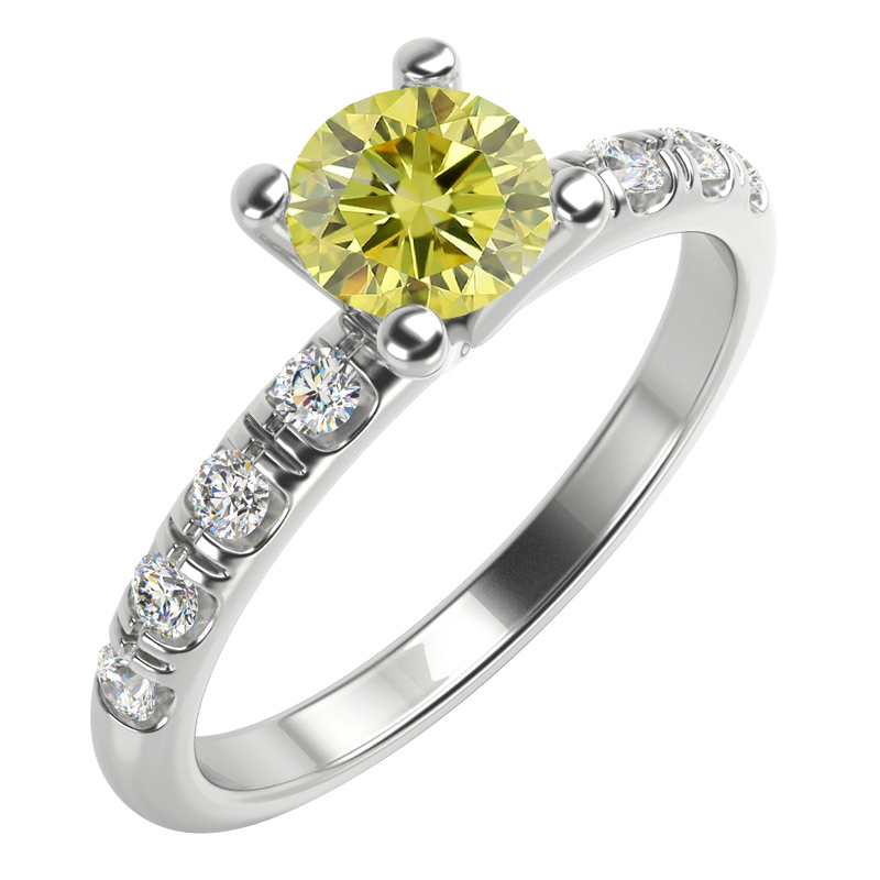 Zásnubní prsten s certifikovaným fancy yellow lab-grown diamantem Megha 113725