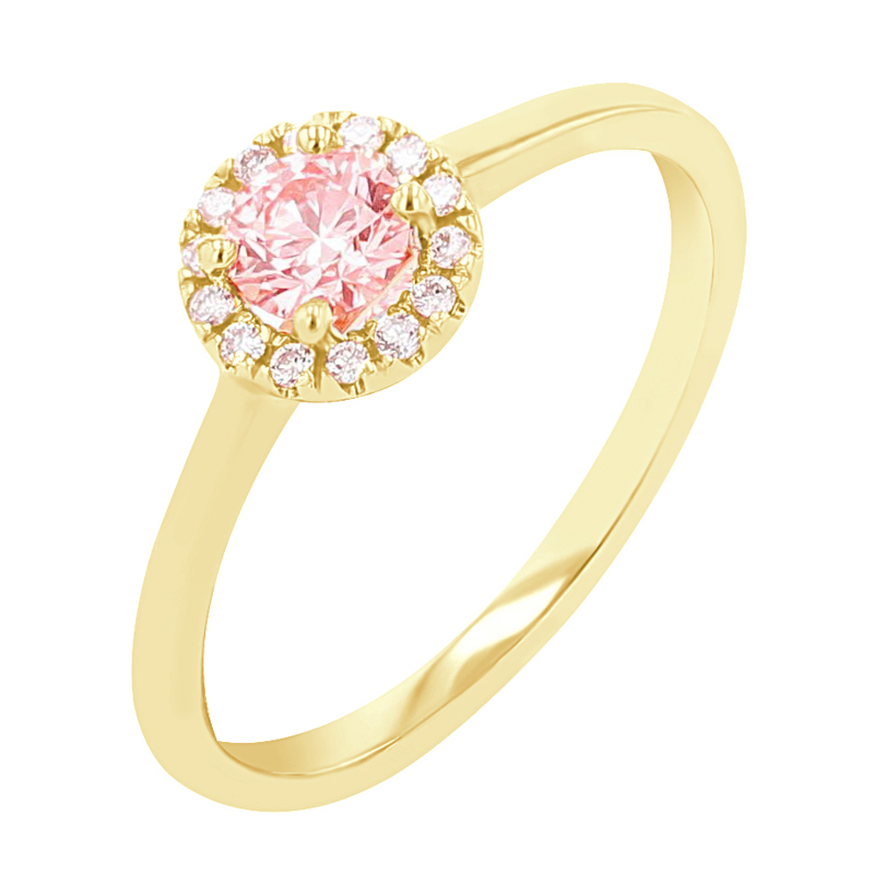 Halo prsten s certifikovaným fancy pink lab-grown diamantem Cassidy 113795