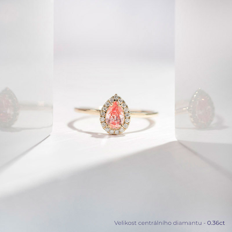Zásnubní prsten s certifikovaným fancy pink lab-grown diamantem Simone 114135