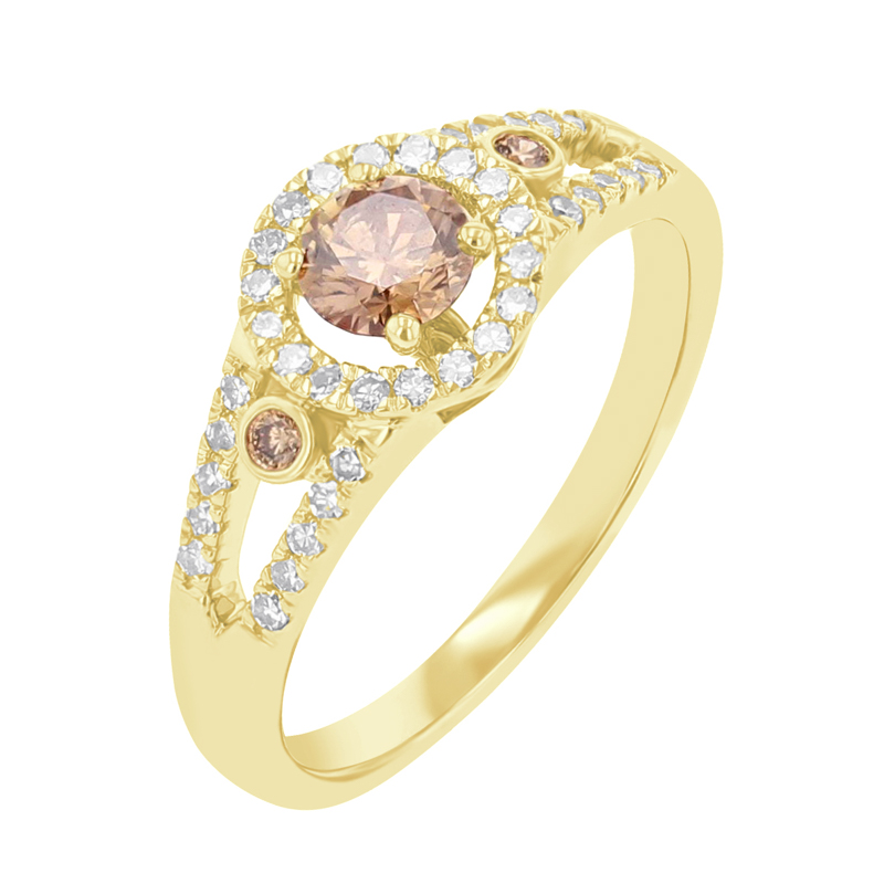 Diamantový prsten z růžového zlata Lis 114365