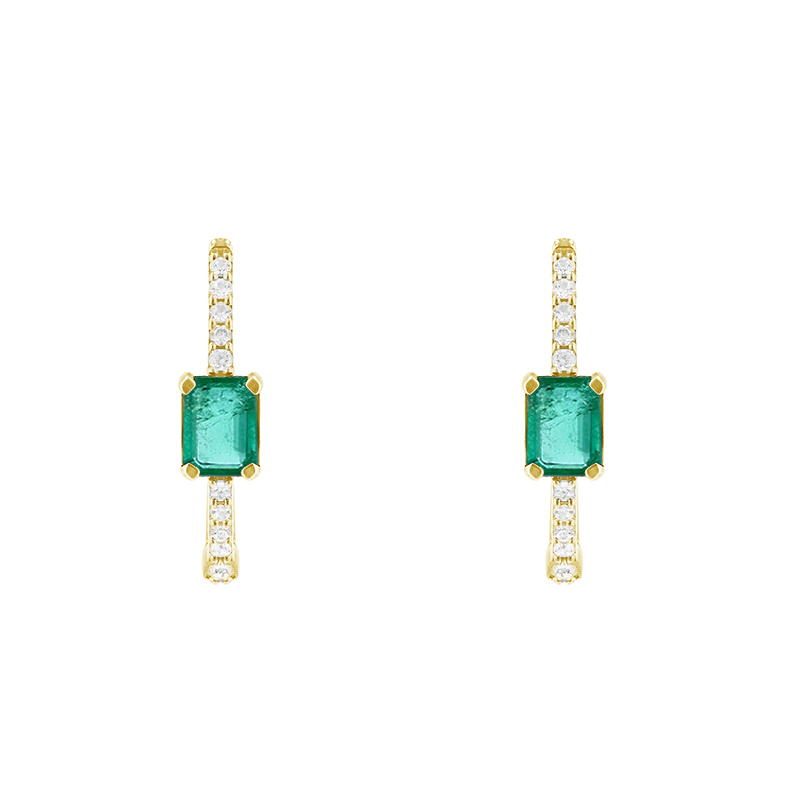 Kruhové náušnice s diamanty a smaragdy Jade 116475