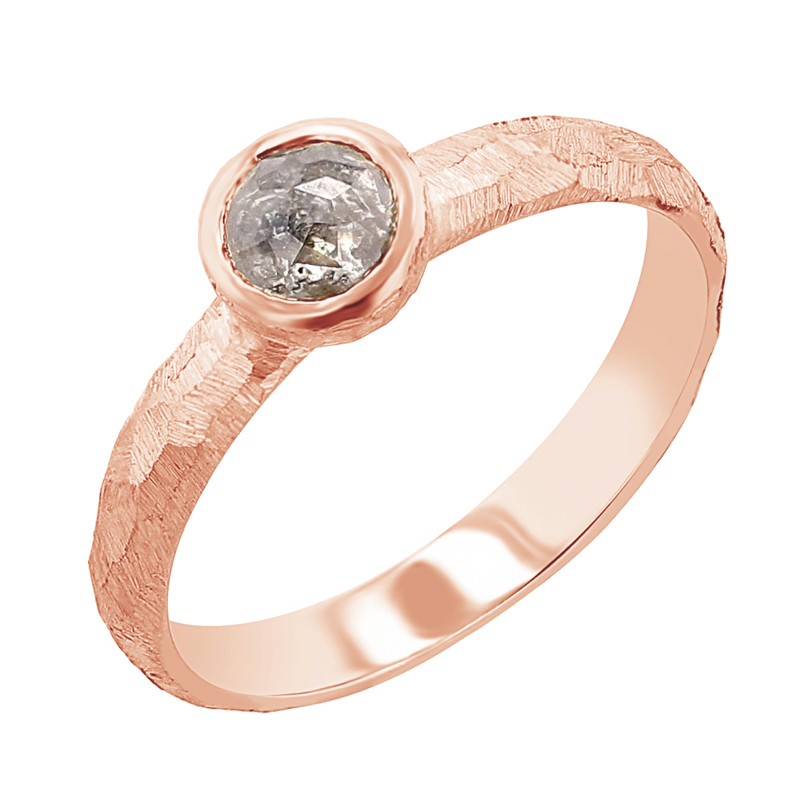 Tepaný prsten se salt and pepper diamantem v routovém brusu Seraphine 117245