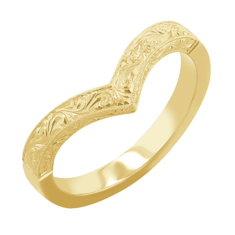 Vykrojený snubní prsten s ruční rytinou Lizzie 117815