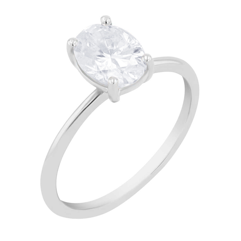 Elegantní zásnubní prsten s oval moissanitem s výběrem velikosti Frost 118875