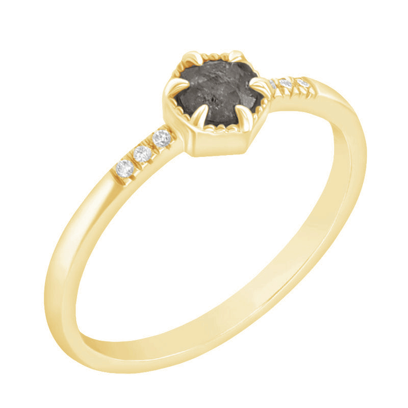 Eppi Zlatý prsten s jedinečným salt and pepper diamantem Zamiel R40897