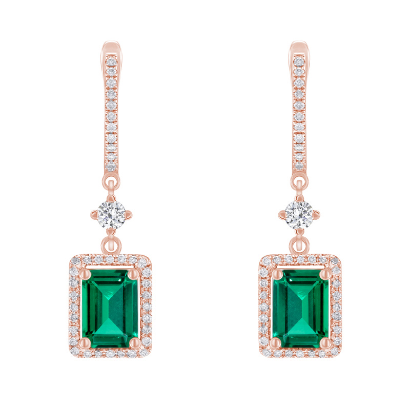 Smaragdové náušnice s lab-grown diamanty Livia 132875