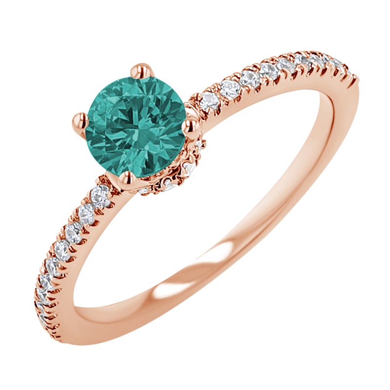 Zlatý prsten se smaragdem a diamanty Prisha 135025