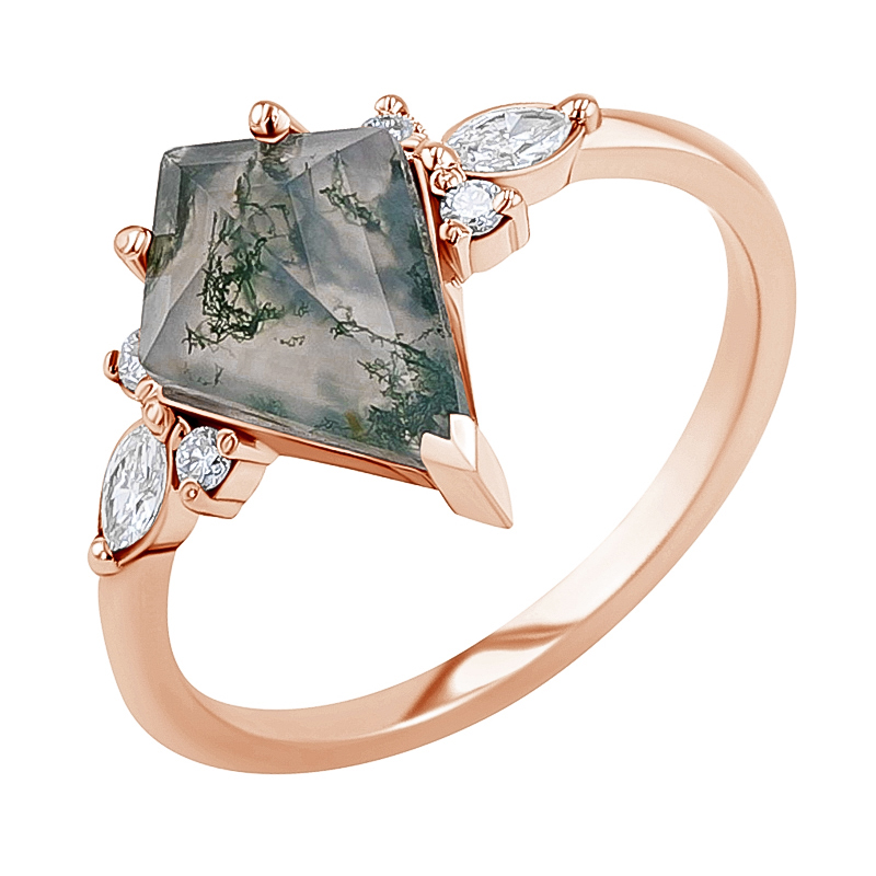 Okouzlující prsten s mechovým achátem Isabela