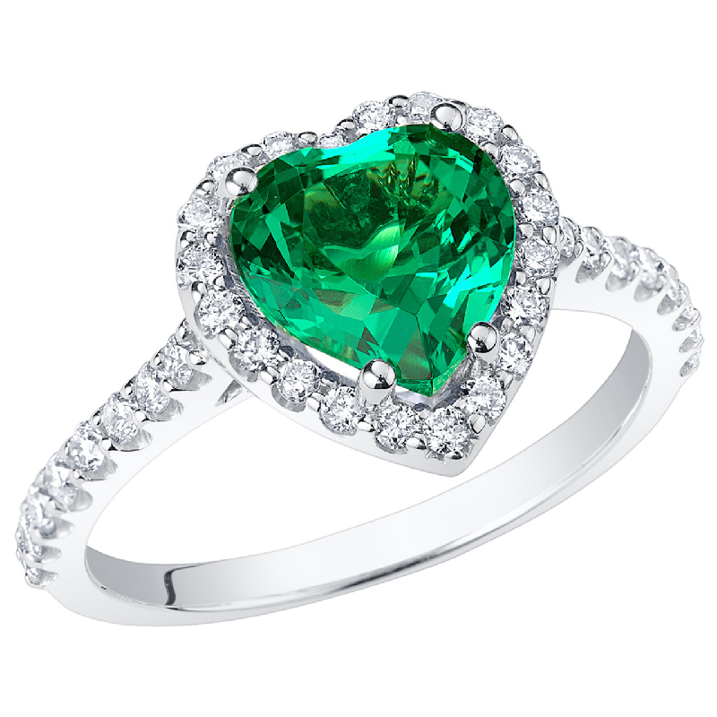 Eppi Zlatý halo prsten s lab-grown smaragdem ve tvaru srdce a diamanty Harold R47167