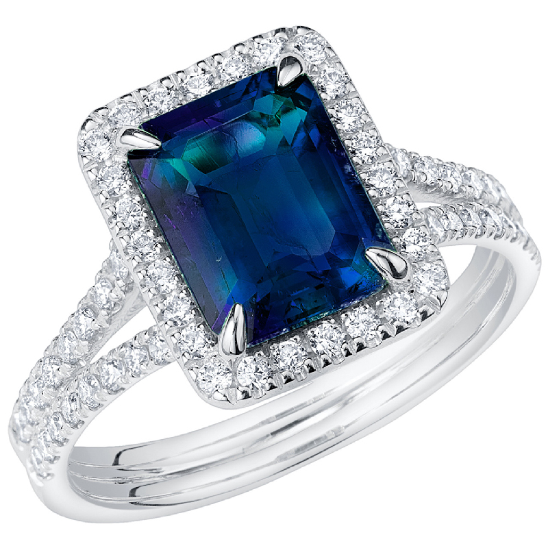 Eppi Zlatý halo prsten s emerald lab-grown alexandritem a diamanty Ralph R47174