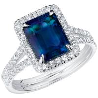 Zlatý halo prsten s emerald lab-grown alexandritem a diamanty Ralph