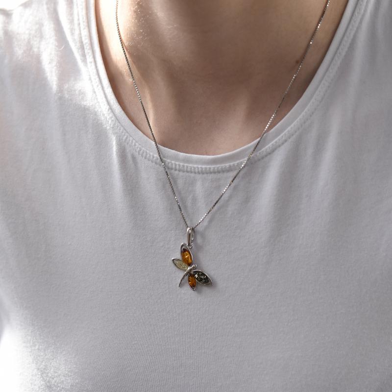 Jantarový náhrdelník s motýlem 14335