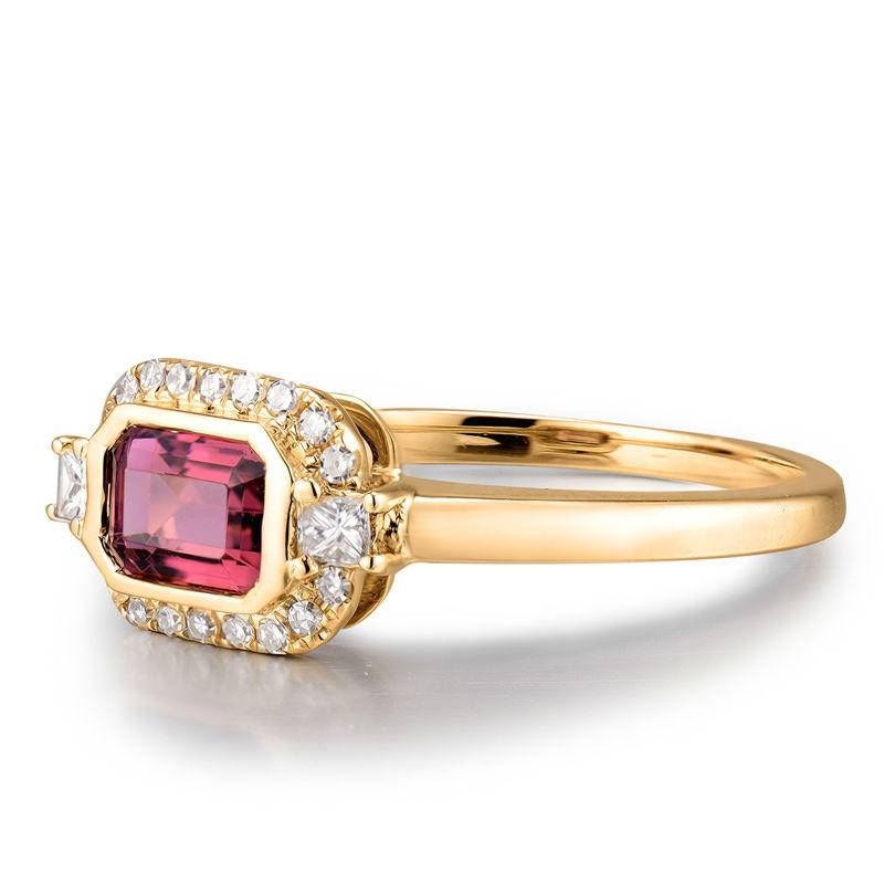 Zlatý prsten s turmalínem a diamanty Leia 17725