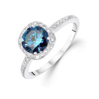 Zásnubní prsten s modrým diamantem a diamanty Eshana
