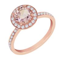 Sladký zásnubní prsten z růžového zlata s morganitem Suhina