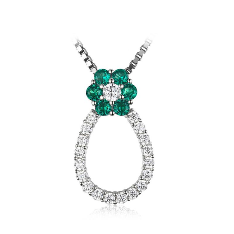 Stříbrný náhrdelník se smaragdy a zirkony Aulia