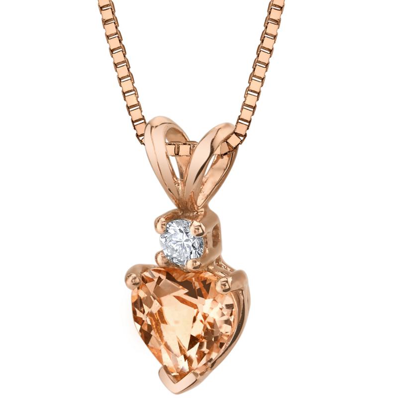 Eppi Přívěsek ze zlata s morganitovým srdcem a diamantem Dorevie P34596