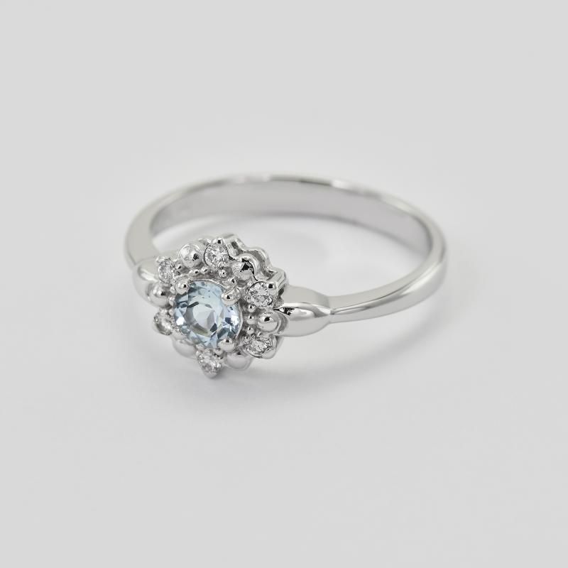 Prsten s akvamarínem a diamanty 22485