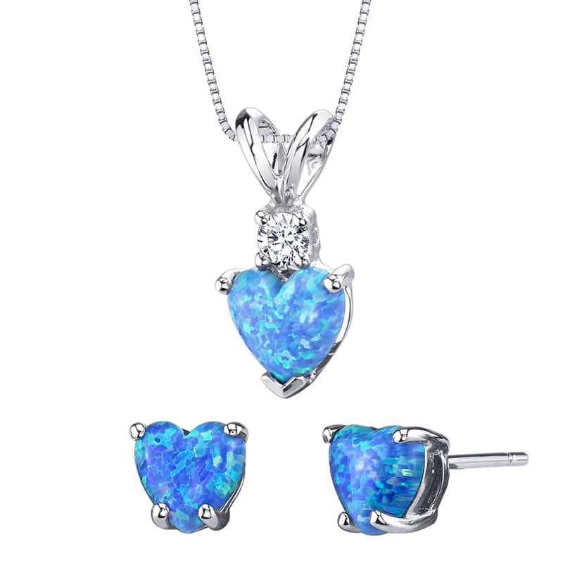 Kolekce šperků ze zlata s modrými srdíčkovými opály a diamantem Galen