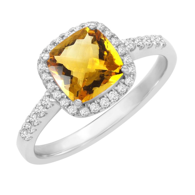 Zlatý prsten s citrínem a diamanty Arwa
