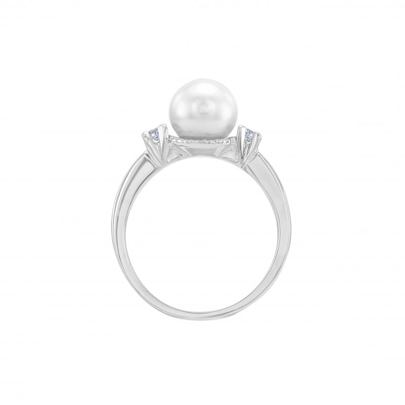 Perlový zásnubní prsten s diamanty 2885