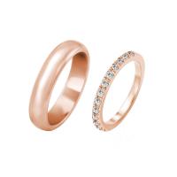 Dámský diamantový eternity prsten a pánský půlkulatý snubní prsten Lowum