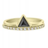 Zásnubní set prstenů ze zlata s černým trojúhelníkovým diamantem Begona