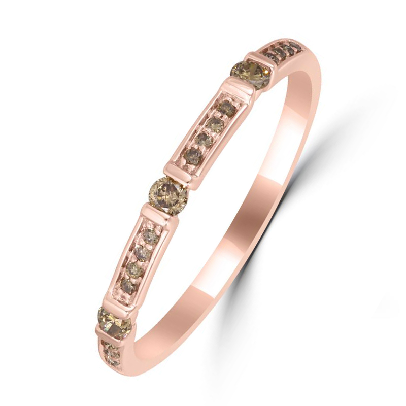 Snubní prsteny ze zlata s champagne diamanty a pánský komfortní 30765