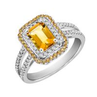 Zlatý prsten plný diamantů a citrínů Dixie