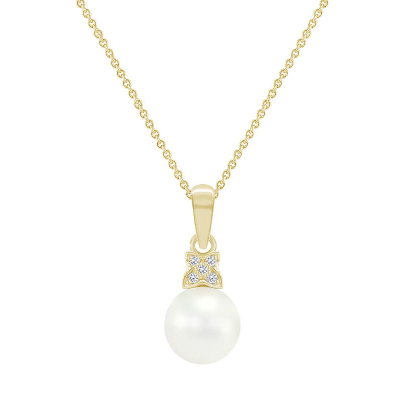 Zlatý diamantový náhrdelník s perlou 41125