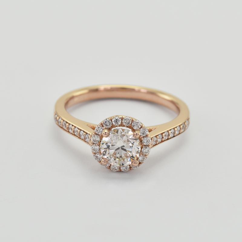 Prsten s moissanitem z růžového zlata 42995