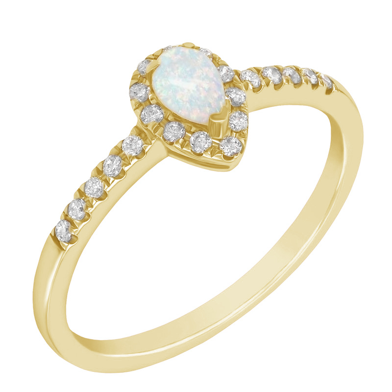 Diamantový zlatý prsten s opálem ze žlutého zlata 47745