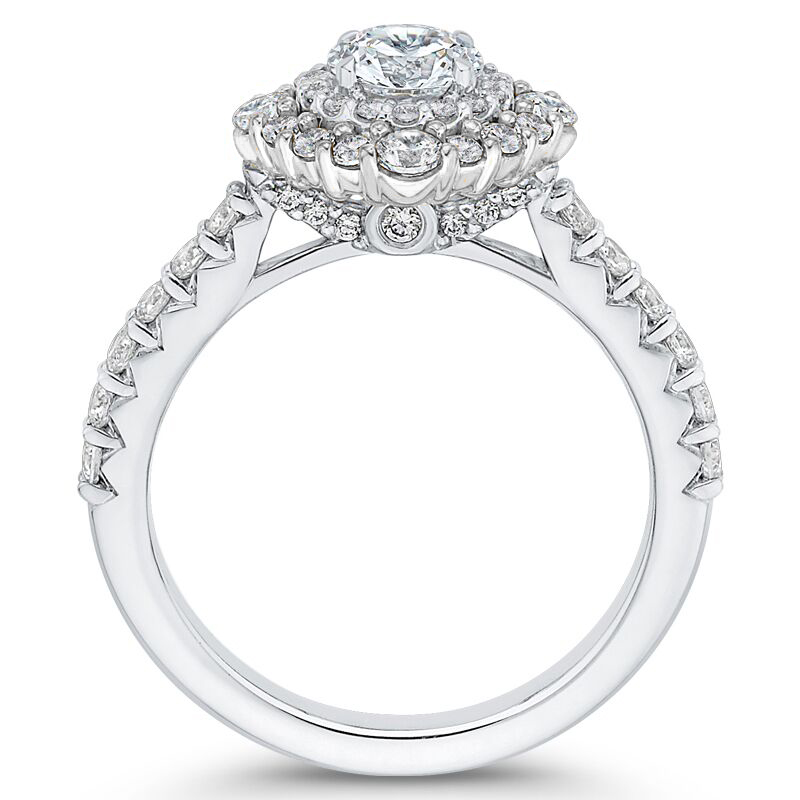 Zlatý zásnubní halo prsten s diamanty 48165