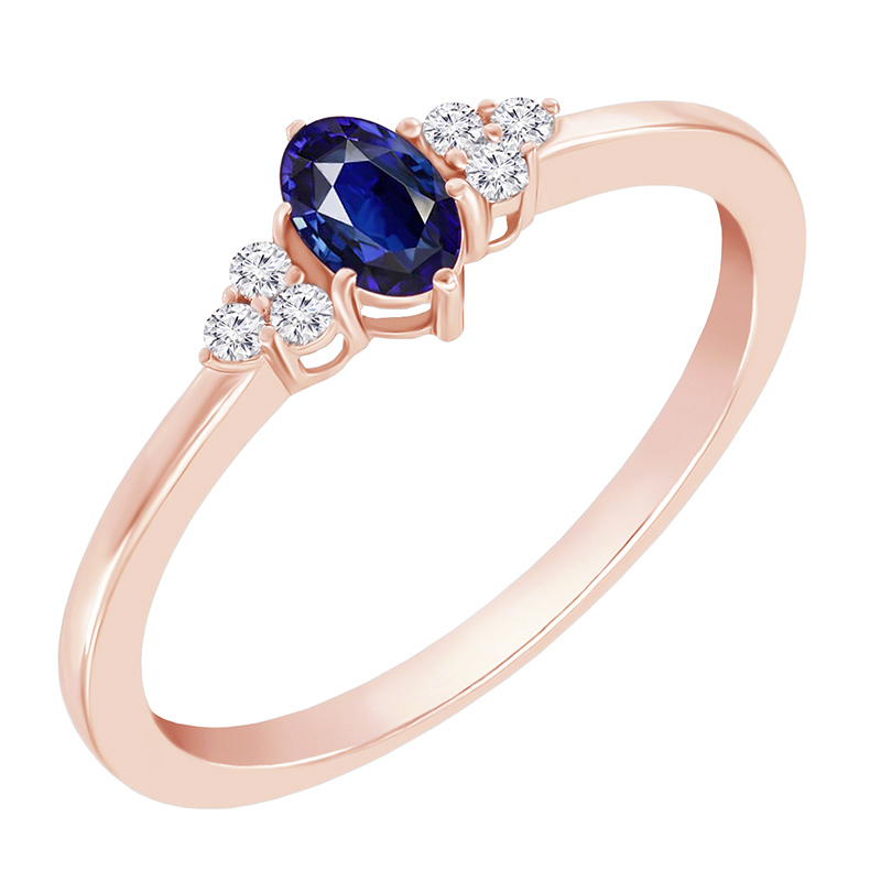 Dámský prsten s modrým safírem a diamanty 48365