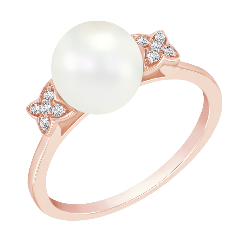 Perlový prsten s diamanty