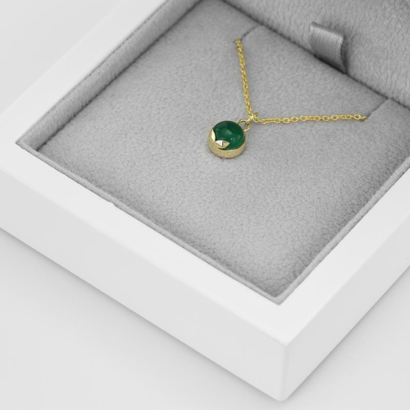 Zlatý náhrdelník se zeleným onyxem 48625
