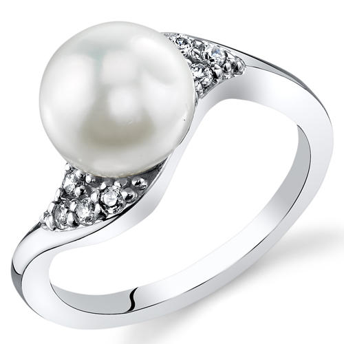Stříbrný perlový prsten se zirkony Heloise