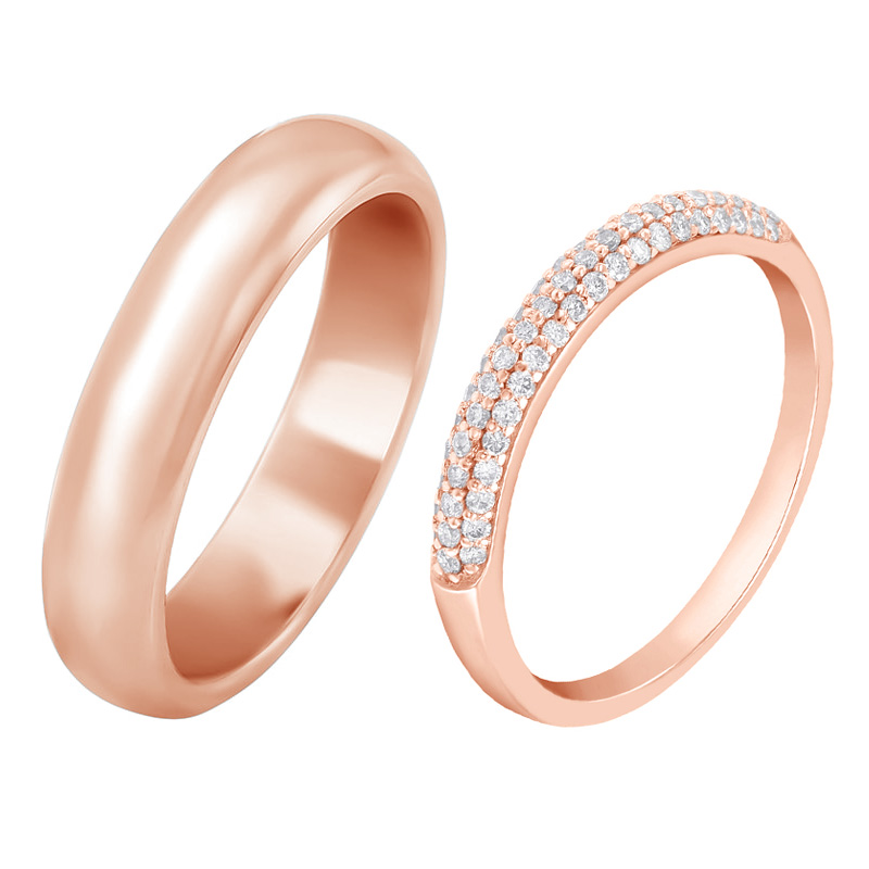 Dámský diamantový prsten a pánský půlkulatý snubní prsten 58635