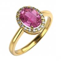 Zlatý prsten s růžovým safírem a diamanty Yaras
