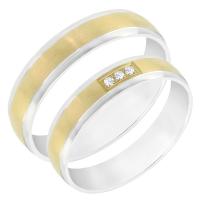 Dvoubarevné zlaté snubní prsteny s diamanty Troyes
